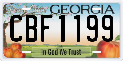 GA license plate CBF1199