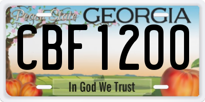 GA license plate CBF1200