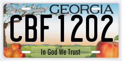 GA license plate CBF1202