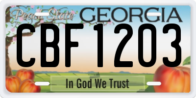 GA license plate CBF1203