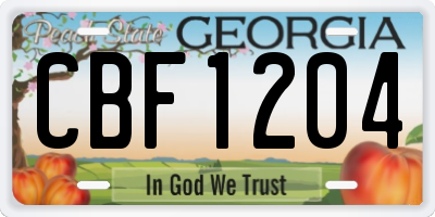 GA license plate CBF1204