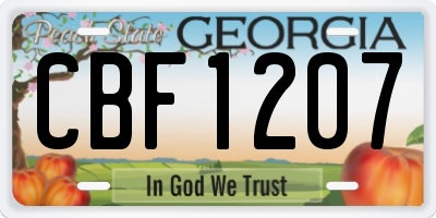 GA license plate CBF1207
