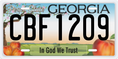 GA license plate CBF1209