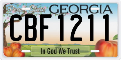 GA license plate CBF1211