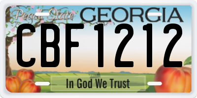 GA license plate CBF1212