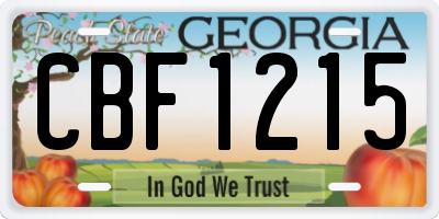 GA license plate CBF1215