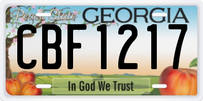 GA license plate CBF1217