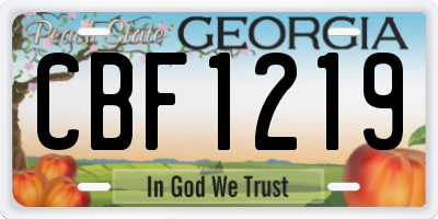 GA license plate CBF1219