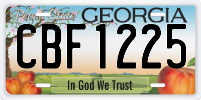 GA license plate CBF1225