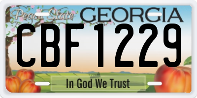 GA license plate CBF1229