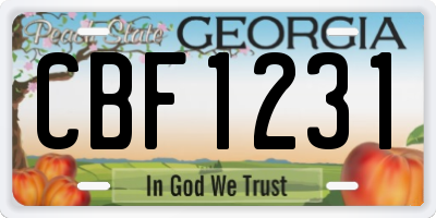 GA license plate CBF1231