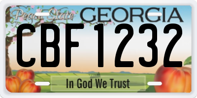 GA license plate CBF1232