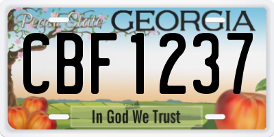 GA license plate CBF1237