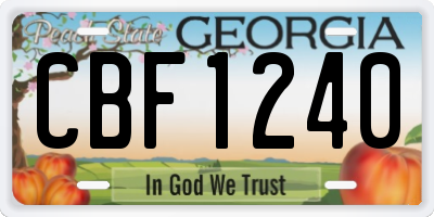 GA license plate CBF1240
