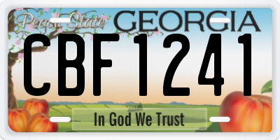 GA license plate CBF1241