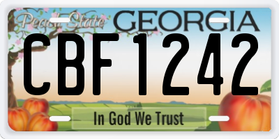 GA license plate CBF1242