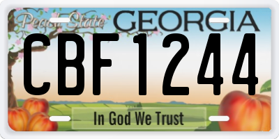 GA license plate CBF1244