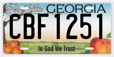 GA license plate CBF1251