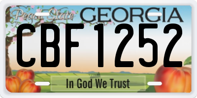 GA license plate CBF1252
