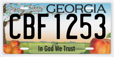 GA license plate CBF1253
