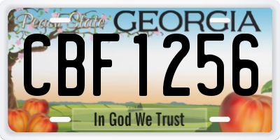 GA license plate CBF1256