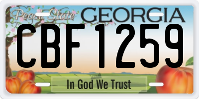 GA license plate CBF1259