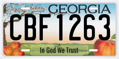 GA license plate CBF1263