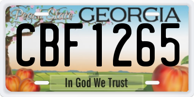 GA license plate CBF1265