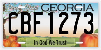 GA license plate CBF1273
