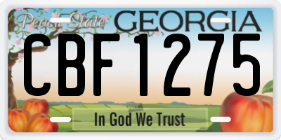 GA license plate CBF1275