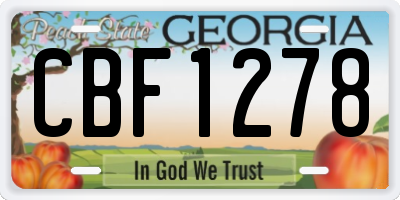 GA license plate CBF1278