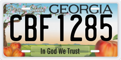 GA license plate CBF1285