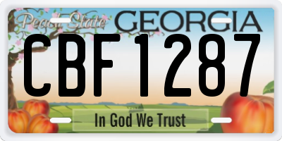 GA license plate CBF1287