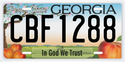 GA license plate CBF1288