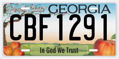 GA license plate CBF1291
