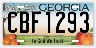 GA license plate CBF1293