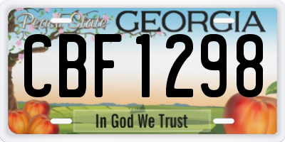 GA license plate CBF1298