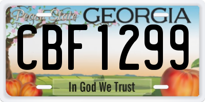GA license plate CBF1299