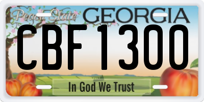 GA license plate CBF1300