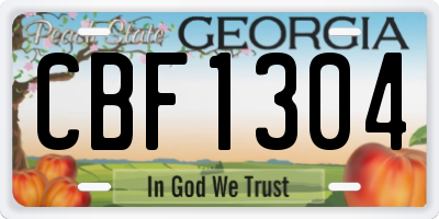 GA license plate CBF1304