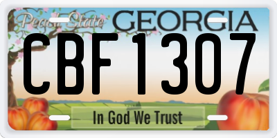 GA license plate CBF1307
