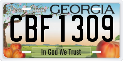 GA license plate CBF1309