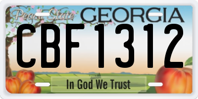 GA license plate CBF1312