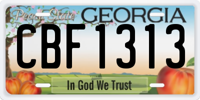GA license plate CBF1313