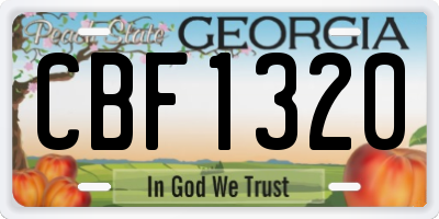 GA license plate CBF1320