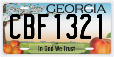 GA license plate CBF1321