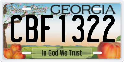 GA license plate CBF1322