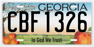 GA license plate CBF1326