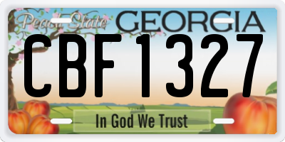 GA license plate CBF1327
