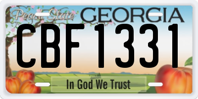 GA license plate CBF1331